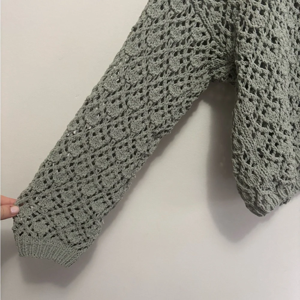 moon & madison Sage Green Open Knit Sweater - Picture 4 of 4